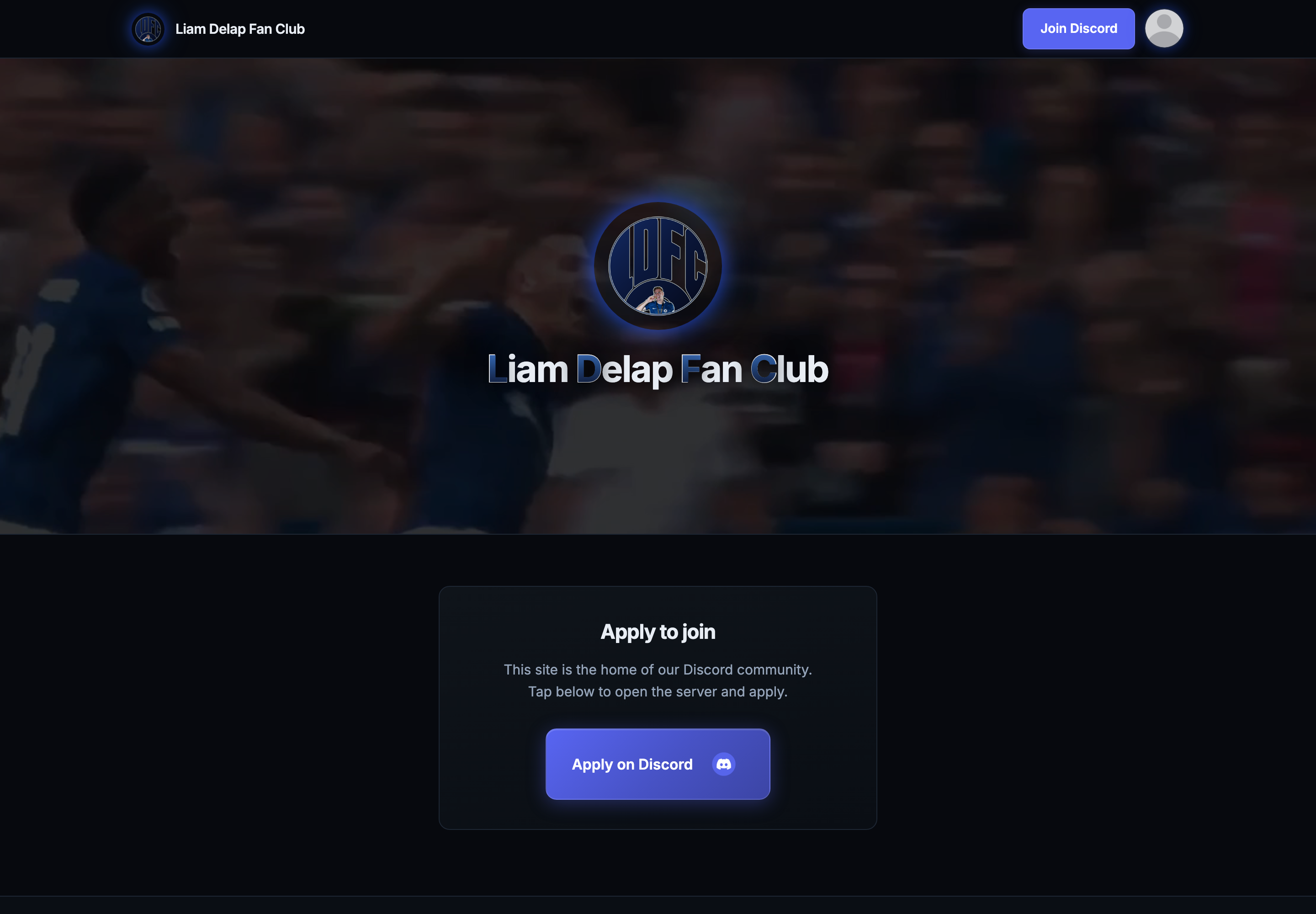Liam Delap Fan Club website homepage
